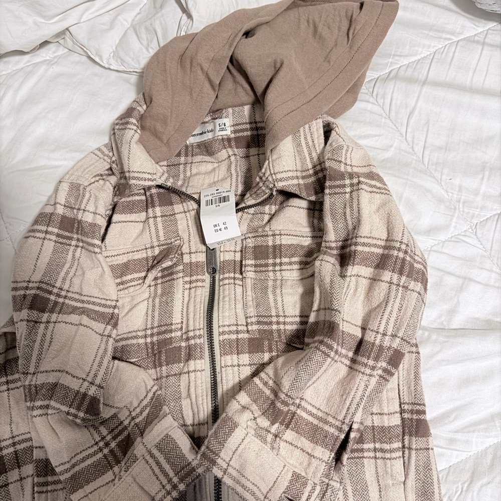 Plaid flannel Zip-Up Hoodie shacket